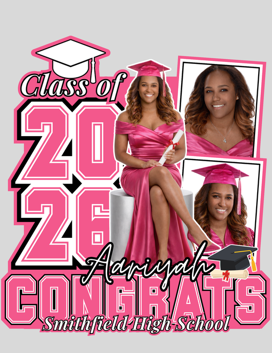 Custom Graduation Fans (Set of 5) - Photo + Name + Class of 2026 Design