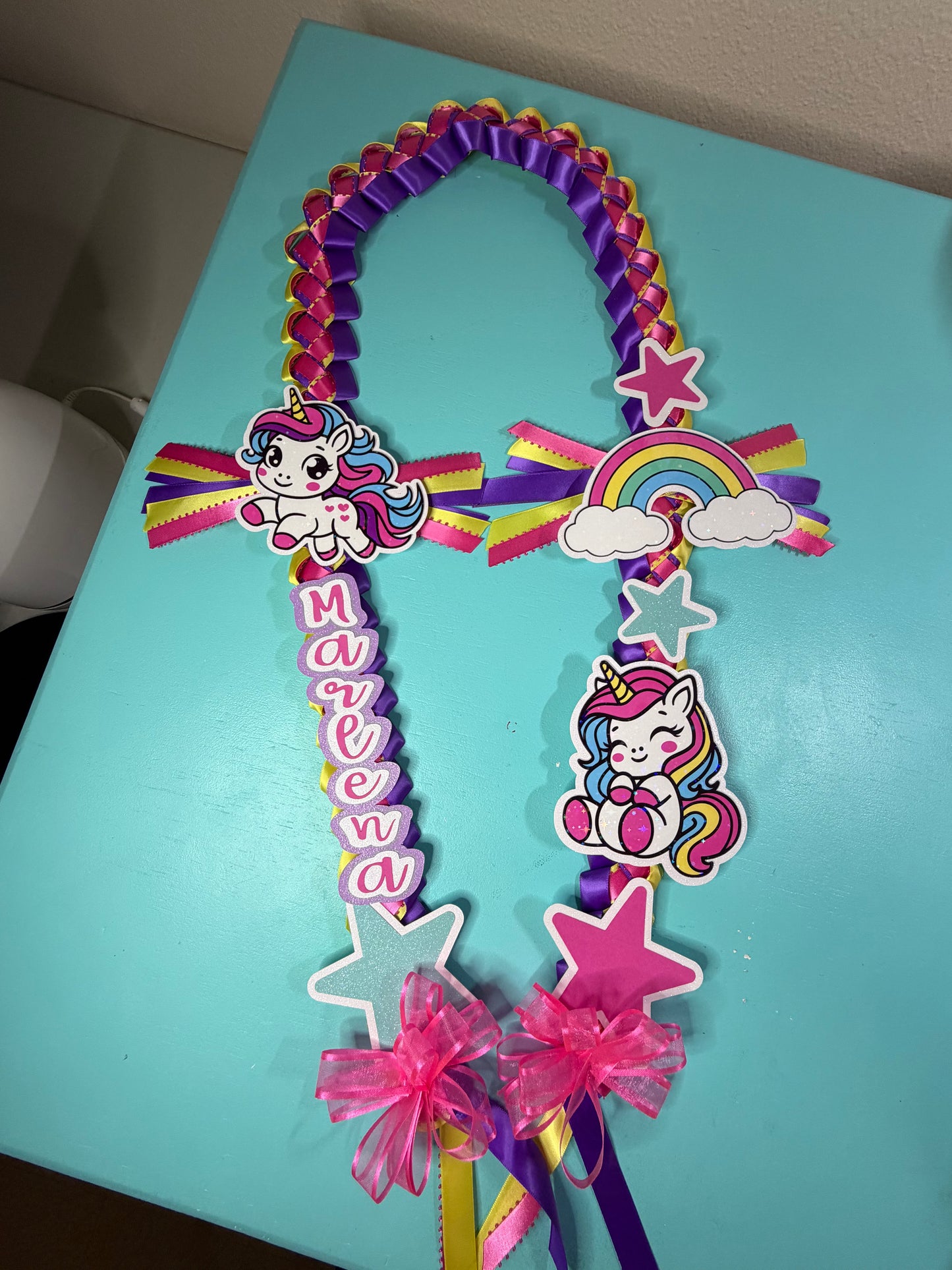 Custom Unicorn Ribbon Lei | Personalized Birthday & Celebration Lei