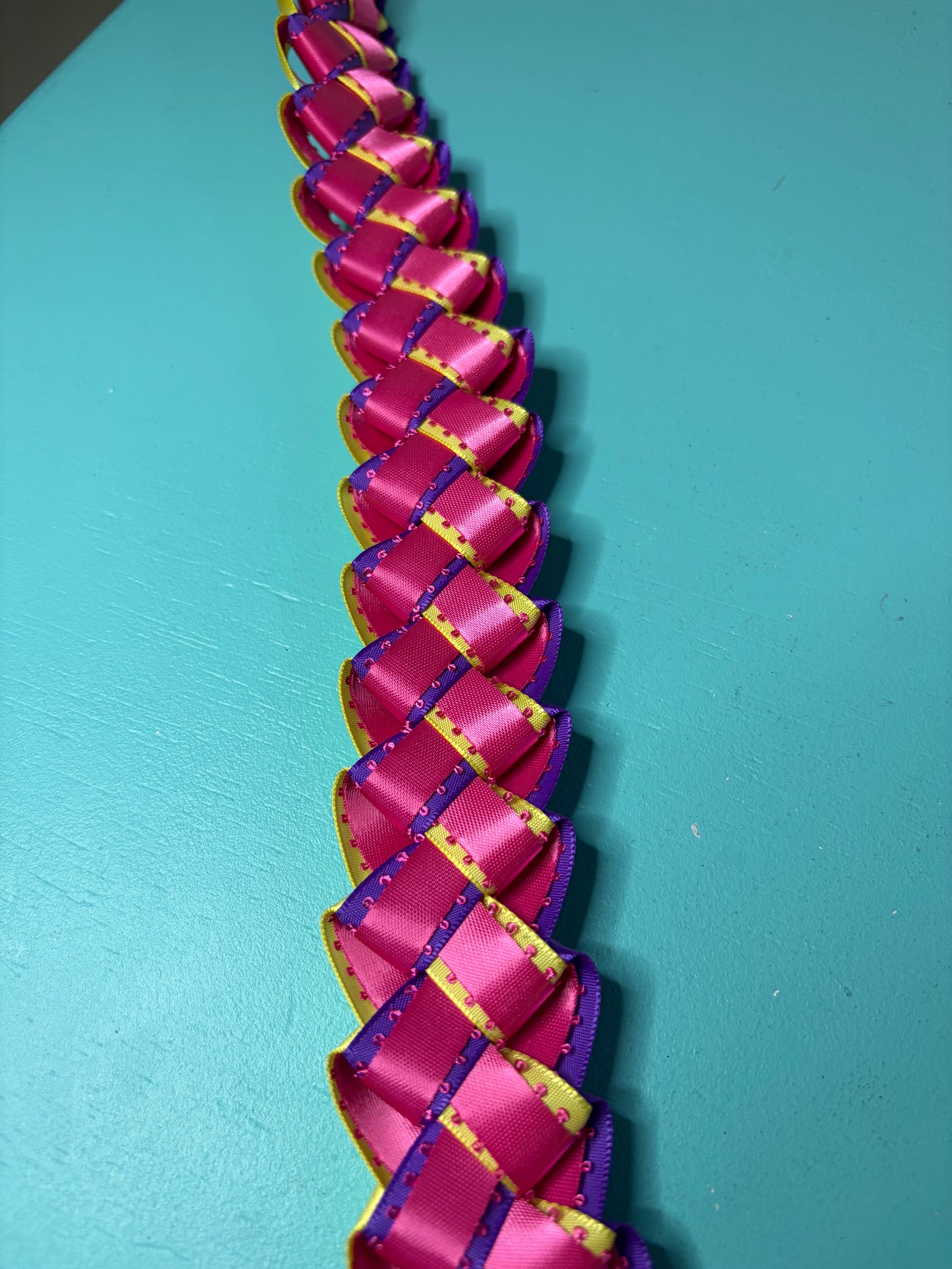 Handmade Braided Ribbon Lei | Unicorn Color Ribbon Lei Base