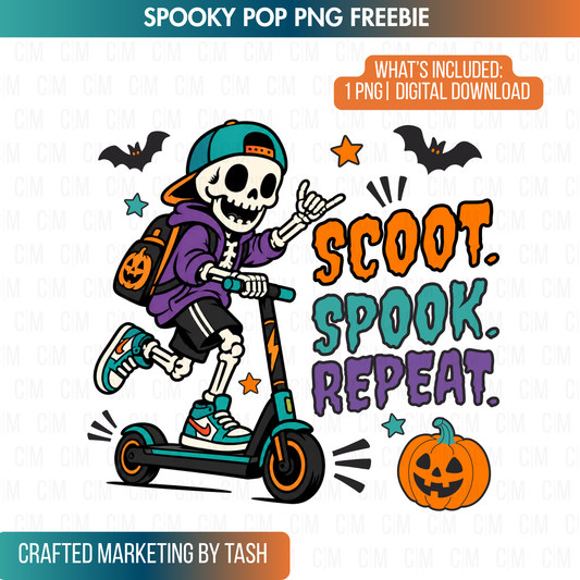 FREE Scoot Spook Repeat PNG | Kids Halloween Digital Download