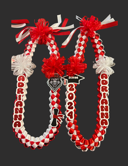 Personalized Graduation Ribbon Lei - School Colors + Name, Class of 2026